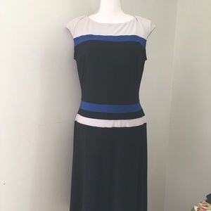 Chaps large off white/ royal blue/ black dress